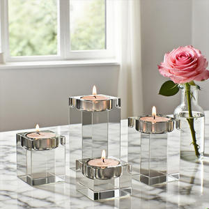 Portacandele Piccolo in Cristallo Trasparente Minimalista di Lusso, Decorazione Creativa per Matrimoni, Portacandele Vuoto Inciso al Laser 3D. - Product Image 3