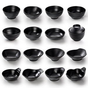 Black plastic small bowls, soup bowls, rice bowls, hot <b>pot</b> restaurant self-service <b>dipping</b> sauce bowls, restaurant and hotel - Product Image 1
