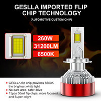 Ampoule de phare de voiture LED H1 H4 H7 H11 9005 9006 Canbus 260W 31200LM 6500K Blanc Fabricant OEM