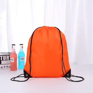 Atacado personalizado logotipo 210D poliéster compras drawstring saco barato desenhar string sacos esporte ginásio mochila