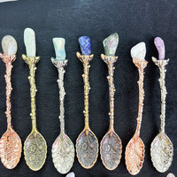 Vente en gros Fait à la main Pierre précieuse de guérison Cristal mixte Gravier Antique Cuillère à café Décoration pour cadeau