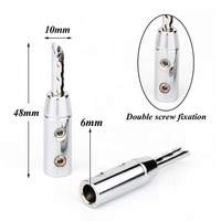 Connecteur de haut-parleur pour amplificateur de son, fiche banane dentelée de 6 mm plaquée rhodium de haute qualité