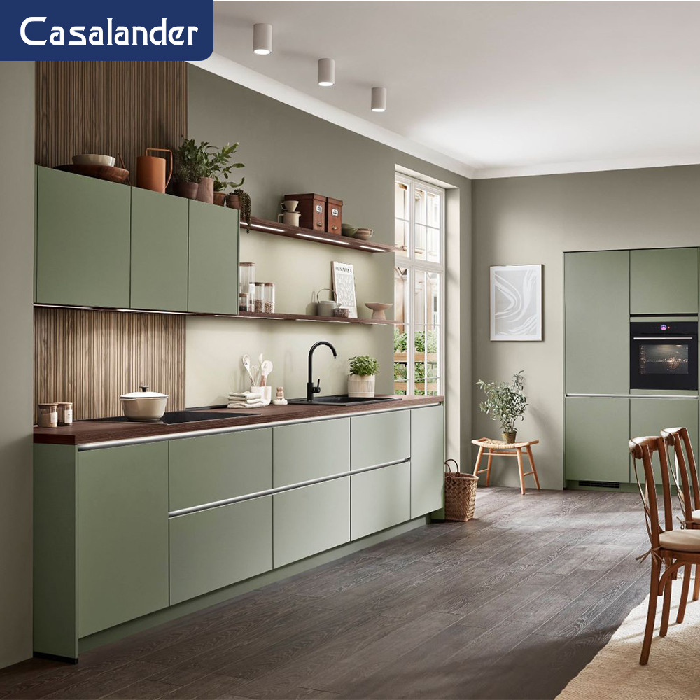 CASALANDER Custom Modern Home Furniture Wood Lacquer Kitchen Cabinets Melamine Board Wall Storage Granite Countertop