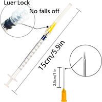 Seringue médicale jetable en plastique avec embout Luer Lock et aiguille hypodermique 21G, fournisseurs de consommables médicaux, 1 ml, 5 ml, vétérinaire