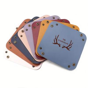 Plateau en cuir portable personnalisé, boîte de rangement pour bijoux et cosmétiques avec motif de nom, organiseur de bureau pliable - Product Image 5
