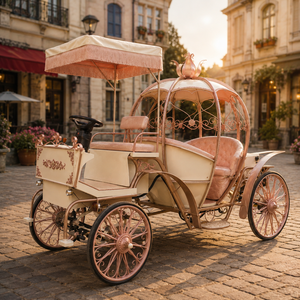 Chariot Électrique Rose en Forme de Citrouille pour Adultes, Carrosse de Princesse Premium pour Fêtes Thème <span class=keywords><strong>Barbie</strong></span>, Fêtes d'Été pour Filles et Camps d'Été - Product Image 5