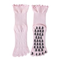 Chaussettes de yoga à cinq doigts pour femmes, logo personnalisé, printemps-été, fines, mi-mollet, silencieuses, antidérapantes, avec points en silicone, pour l'entraînement au Pilates