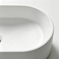 Lavabo de luxe moderne en pierre artificielle, finition mate, pour salle de bain, facile à nettoyer, idéal pour hôtel, villa, appartement, maison