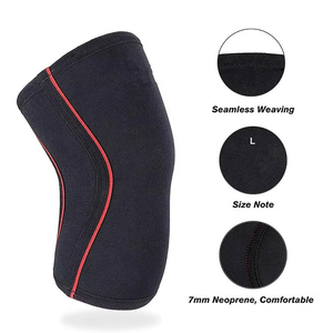 Genouillère noire avec panneau latéral rouge en néoprène, respirante, protection universelle unisexe, toutes saisons - Product Image 3