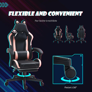 Silla Gamer Ergonómica <span class=keywords><strong>de</strong></span> Diseño Moderno <span class=keywords><strong>para</strong></span> PC, Reclinable, Giratoria 360°, <span class=keywords><strong>de</strong></span> Alta Gama, Resistente, <span class=keywords><strong>para</strong></span> <span class=keywords><strong>Adultos</strong></span>, <span class=keywords><strong>para</strong></span> Chicas - Product Image 5