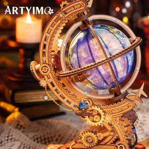 ARTYIMO <span class=keywords><strong>Globe</strong></span> Rotatif Mécanique <span class=keywords><strong>3D</strong></span>, <span class=keywords><strong>Puzzle</strong></span> Métallique Lumineux, Modèle <span class=keywords><strong>Terrestre</strong></span>, Kit d'Assemblage DIY, Sphère Illuminée à Engrenages, Vente en Gros - Product Image 2