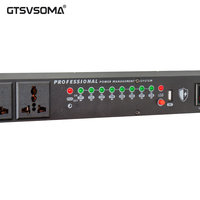 GTSVSOMA RS108 Séquenceur d'alimentation 10 canaux 30A à montage en rack avec protection contre les surtensions et écran rétroéclairé AC 100-240V 10 prises temporisées