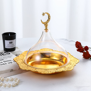 Metal Fruit Plate with Lid European Style Home Living Room Light Luxury Dessert Cake Dessert Plate Afternoon Tea Display Plate - Product Image 1