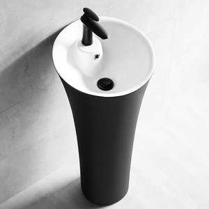 Ceramic Pedestal <b>Basin</b> <b>Round</b> Vessel Floor Standing Sink Single Hole Glossy Finish Bathroom Sink - Product Image 2