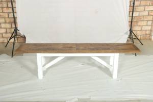 โต๊ะม้านั่งไม้สีขาวมูโรพร้อมท็อปแบบเรียบง่ายและฐานขาไขว้ที่แข็งแรง - Product Image 3