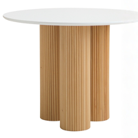 Table Ronde de Salle à Manger/Café/Réunion en Panneaux de Bois Haute Densité Finis Placage Style Nordique Minimaliste pour Cantines et Cafés
