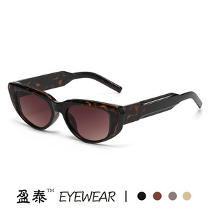 แว่นกันแดดทรงแคทอายกรอบเล็กผู้หญิงพีซี ยูวี 400 สีดำแฟชั่นสไตล์สตรีทลำลองเรียบง่ายระดับไฮเอนด์อินเทรนด์ - Product Image 3
