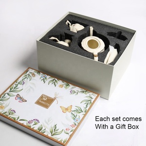 Tetera de café Vintage, taza de té de la tarde francesa de lujo de cerámica y platillo, juego de limón de porcelana de 2 tazas con tetera - Product Image 6