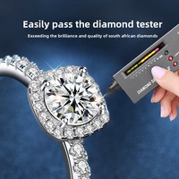 Bague Cube en Argent Sterling S925 et Moissanite pour Femme, Style Niche Haut de Gamme Luxe Léger, Plaqué Platine Épais, pour l'Exportation