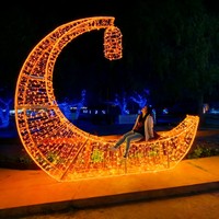 Guirlandes lumineuses LED 3D en forme d'arche de lune, imperméables pour l'extérieur, décoration pour les fêtes du Ramadan, festival de l'Aïd Moubarak