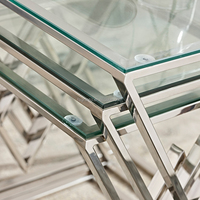 Ensemble de tables basses en acier inoxydable doré de luxe, meubles de salon, table d'appoint en métal