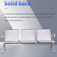 Chaises d'attente 3 places en métal argenté brillant HFYM, design industriel, pour aéroport, banque, réception, mobilier commercial public