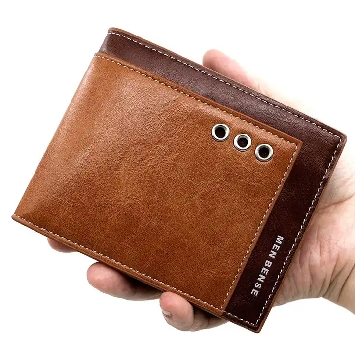 Cool Mens Small Leather Wallets Men Zipper billfold Wallets Bifold for