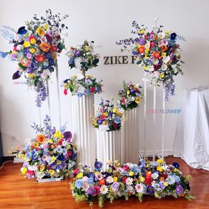 Arreglo caprichoso de flores silvestres Pastel Blanco Amarillo Jardín Prado Boda Zócalo Pasillo Suelo Flores de imitación Flor artificial - Product Image 4