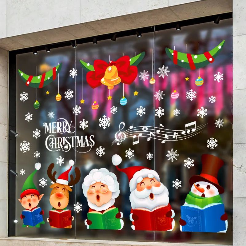 Self adhesive window decal Christmas new year glass window sticker for shop