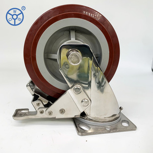 WBD Langlebiger Fabrik preis Edelstahl <span class=keywords><strong>Heavy</strong></span> <span class=keywords><strong>Duty</strong></span> <span class=keywords><strong>Caster</strong></span> PU Material PP Core <span class=keywords><strong>Caster</strong></span> Wheels - Product Image 4