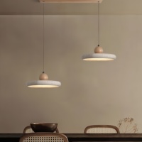 Luminaire suspendu LED en travertin Wabi Sabi, décoration en pierre circulaire, lustre pour salon, lampe suspendue avec télécommande, intensité réglable