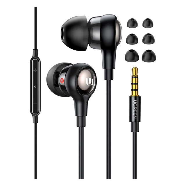 UGREEN 3.5mm Earbuds Wired Earphones With Microphone and In-line Control  Noise Isolation Powerful Bass In-Ear Headphones