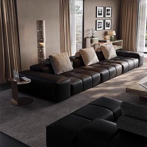 Canapé en cuir véritable au design minimaliste moderne, lignes épurées, best-seller, vente directe, <span class=keywords><strong>club</strong></span> privé, usine de Foshan, vente en gros - Product Image 3