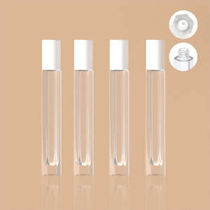 Флаконы-роллеры из стекла 10 мл, шестиугольные, круглые, черные, белые, прозрачные, для эфирных масел и духов, с роликовым колпачком из нержавеющей стали - Product Image 5