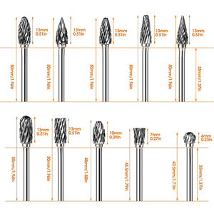 10pcs Set 1/8&quot; 3mm*6mm For Wood <strong>Carving</strong> Metal Working Abrasive <strong>Tool</strong> Doubl Cut Tungsten Carbide Burr Set - Product Image 6