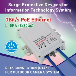 Factory Wholesale Outdoor IP65 POE Gigabit Network SPD 1000Mbit/s 5V/24V/48V CAT6 RJ45 Ethernet Surge Protector Suppressor POE - Product Image 2