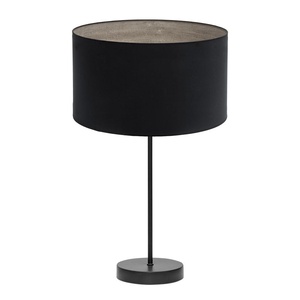 Lampada da Tavolo E27 Nera e Legno Grigio, 62x30x30 cm, Ideale per Illuminare Ambienti e Complementare la Decorazione. - Product Image 1