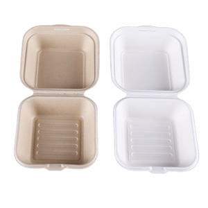 生分解性6x6サトウキビバガスパルプハンバーガーバーガータコクラムシェルボックス食品容器包装 - Product Image 4