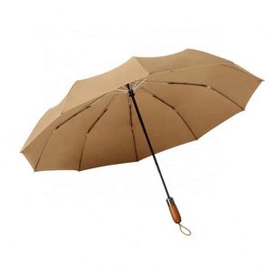 Parapluie pliant de luxe pour homme, simple couche, ouverture automatique, manche ovale en bois, 3 plis, avec logo personnalisé - Product Image 3