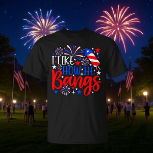 Me gusta como él usa la camiseta de pareja con diseño de fuegos artificiales del 4 de julio. - Product Image 3