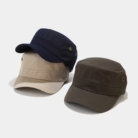 Gorra plana unisex de algodón de 5 paneles estilo cadete - Gorra de lujo étnica ajustable estilo patrulla con ojales transpirables y visera solar para exteriores