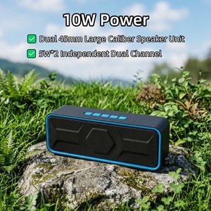 Enceinte portable robuste Sc215 stéréo 10W avec double haut-parleur de 45 mm, radiateur de basses, son TWS, FM/TF/USB/AUX, enceinte sans fil portable - Product Image 3