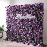 Mur de gazon 3D de 8 pieds x 8 pieds, décoration de mariage 5D bleu, blanc, rouge, rose, violet, panneaux muraux de fleurs artificielles enroulables, toile de fond