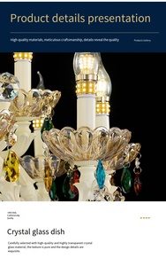 Đèn chùm pha lê hiện đại phong cách châu Âu cổ điển sang trọng, chiều cao điều chỉnh được, dùng cho phòng khách, khách sạn - Product Image 5