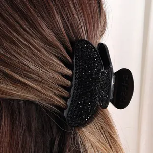 personalized fashion black stones hair claw clip luxury hair clips for rock girls