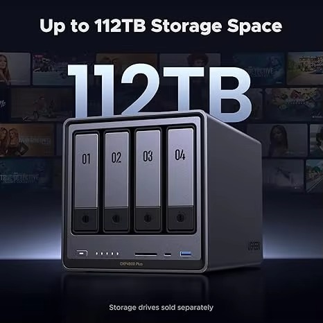 Original New Ugreen DXP4800 Plus NAS Intel N100 Quad Core 8GB DDR5 4800Mhz 4 Bay 2 * M.2 NVMe 2.5GbE Network Storage