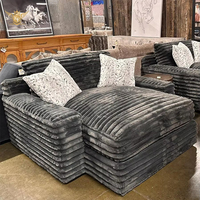 Sofá Seccional Modular de Terciopelo a Rayas Gruesas Tiktok para Sala de Estar, Modelo KF CASA Single Love Seat
