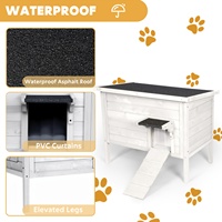 Nichoir extérieur robuste en bois isolé pour grands chats – Protection contre le froid et l'hiver – Motif solide
