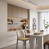 Mueble de Cocina Moderno Minimalista de Grado Comercial, Unidad de Pared para Despensa sin Tiradores en Blanco Mate, Aparador Personalizado con Almacenamiento