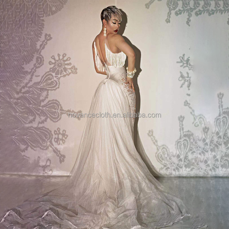 green emerald velvet dress Diamond White Embroidery Wedding Dress with Crystal Beaded Neck Accessory